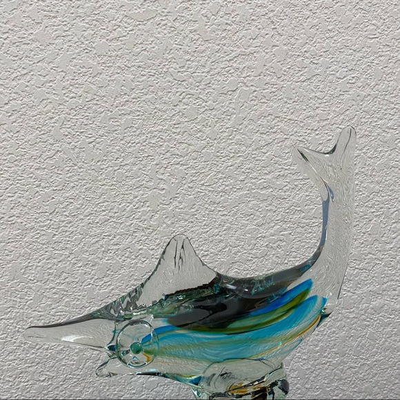 Murano Style Art Glass Blue Marlin Fish 11” Fish Sculpture Figurine - Picture 4 of 14